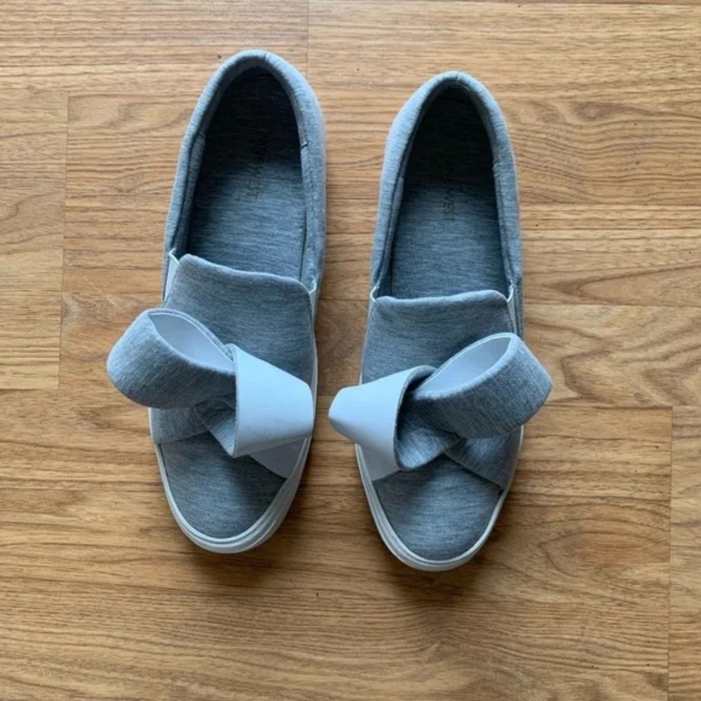 Nine West Gray Slip On Fabric Casual Bow Sneakers Odienella Size 10.5 - Picture 11 of 11